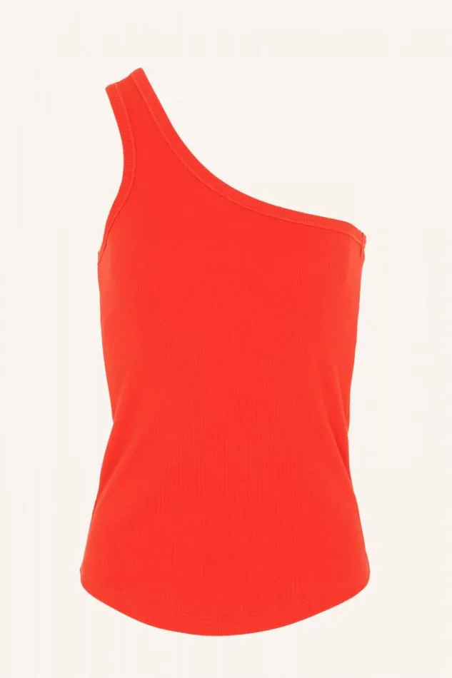 ByBar Tops and Shirts Vrouwelijk Charly One Shoulder Top PoppyRed