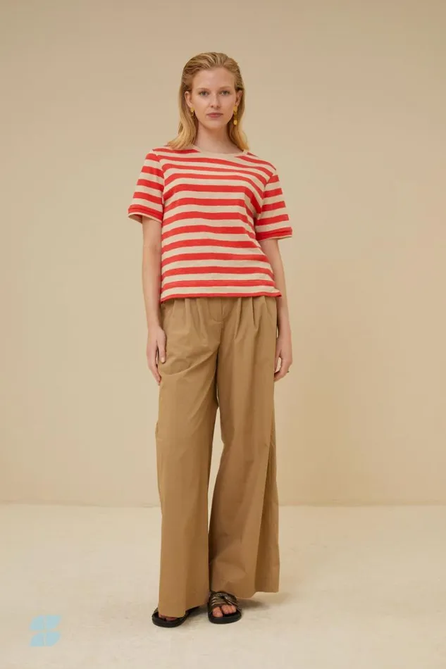 ByBar Tops and Shirts Vrouwelijk Hope Big Stripe Top PoppyRed