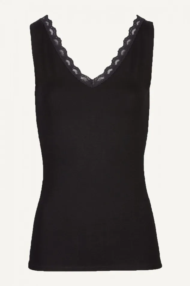 ByBar Tops and Shirts Vrouwelijk Lace Singlet Black ByBar Tops and Shirts Vrouwelijk Lace Singlet Black