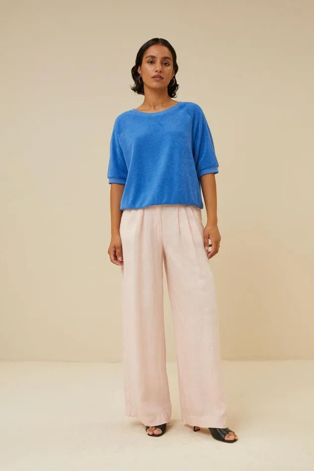 ByBar Tops and Shirts Vrouwelijk Neva Slub Top Queens Blue ByBar Tops and Shirts Vrouwelijk Neva Slub Top Queens Blue