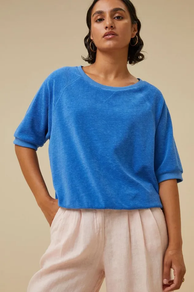 ByBar Tops and Shirts Vrouwelijk Neva Slub Top Queens Blue ByBar Tops and Shirts Vrouwelijk Neva Slub Top Queens Blue