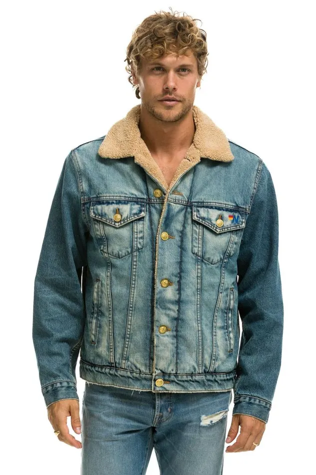 Cali Lover Ranch Sherpa Denim Jacket 8211 Vintage WomenMen Aviator Nation Denim