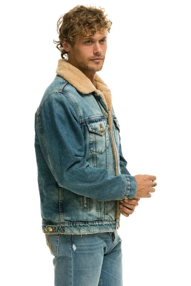 Cali Lover Ranch Sherpa Denim Jacket 8211 Vintage WomenMen Aviator Nation Denim