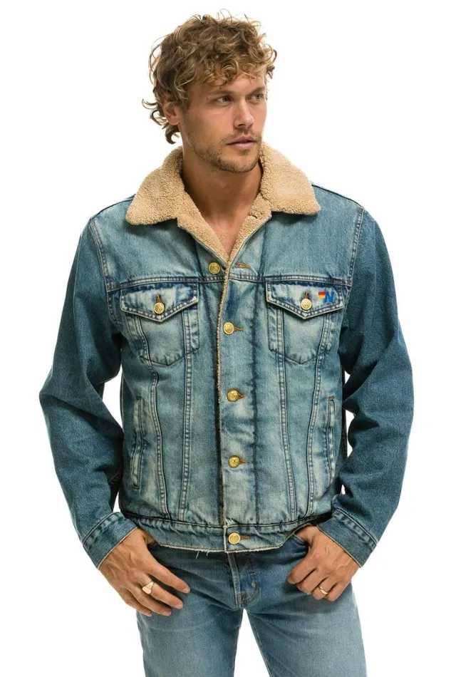 Cali Lover Ranch Sherpa Denim Jacket 8211 Vintage WomenMen Aviator Nation Denim