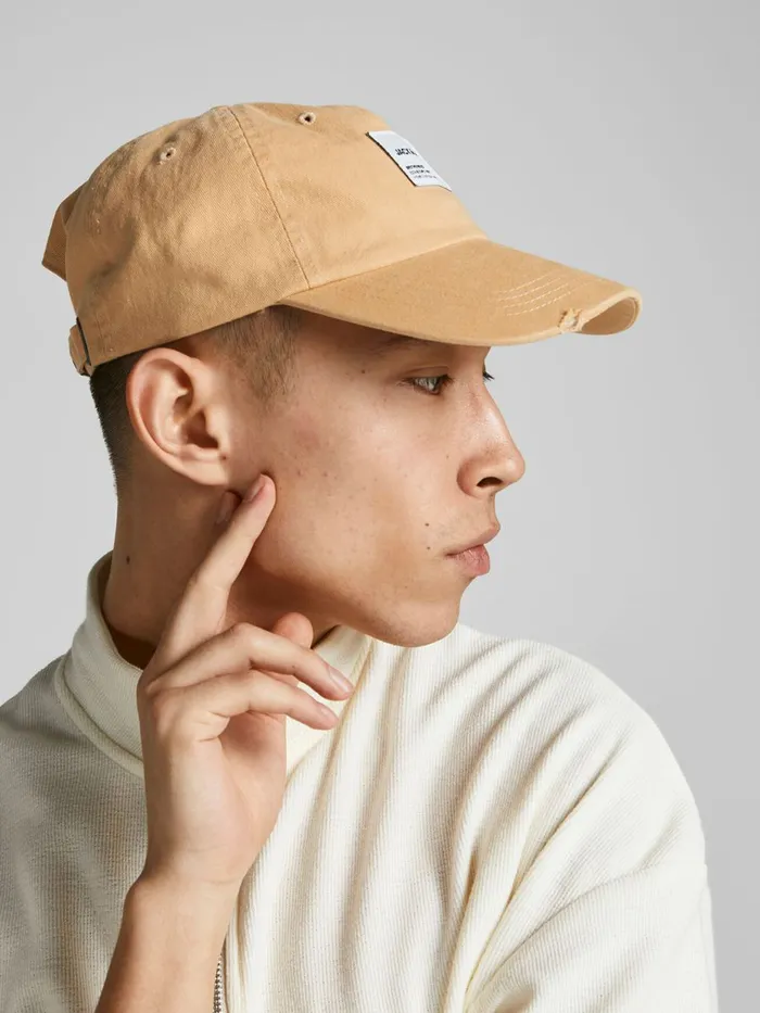 Caps JACK and JONES Mens LOGO LABEL BASEBALL CAP Yellow Cloud Cream Gift for Friend