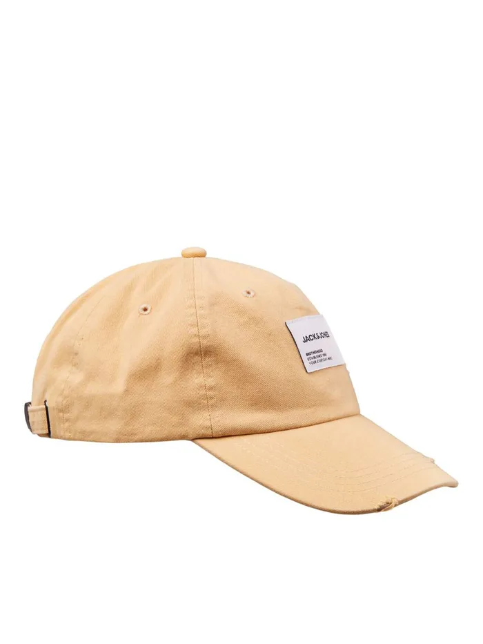 Caps JACK and JONES Mens LOGO LABEL BASEBALL CAP Yellow Cloud Cream Gift for Friend