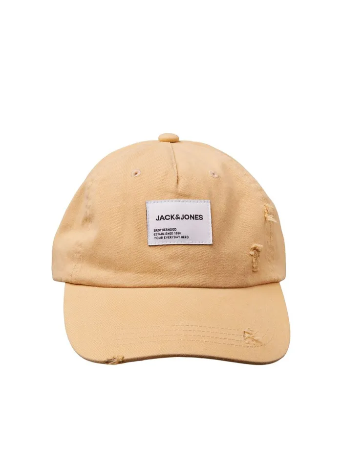 Caps JACK and JONES Mens LOGO LABEL BASEBALL CAP Yellow Cloud Cream Gift for Friend