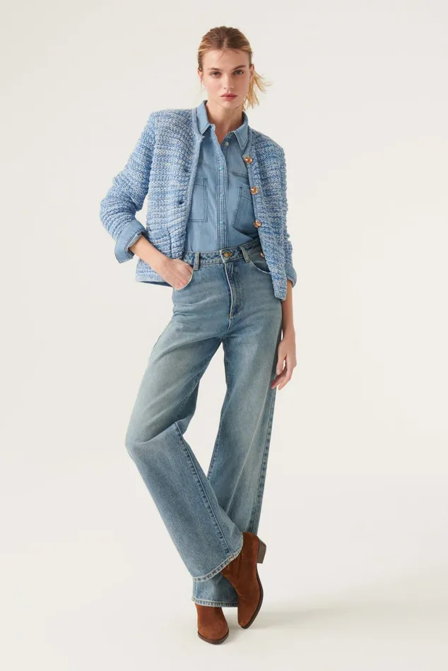 Cardigan Guspa Blue Women Baandsh Sweaters and Cardigans