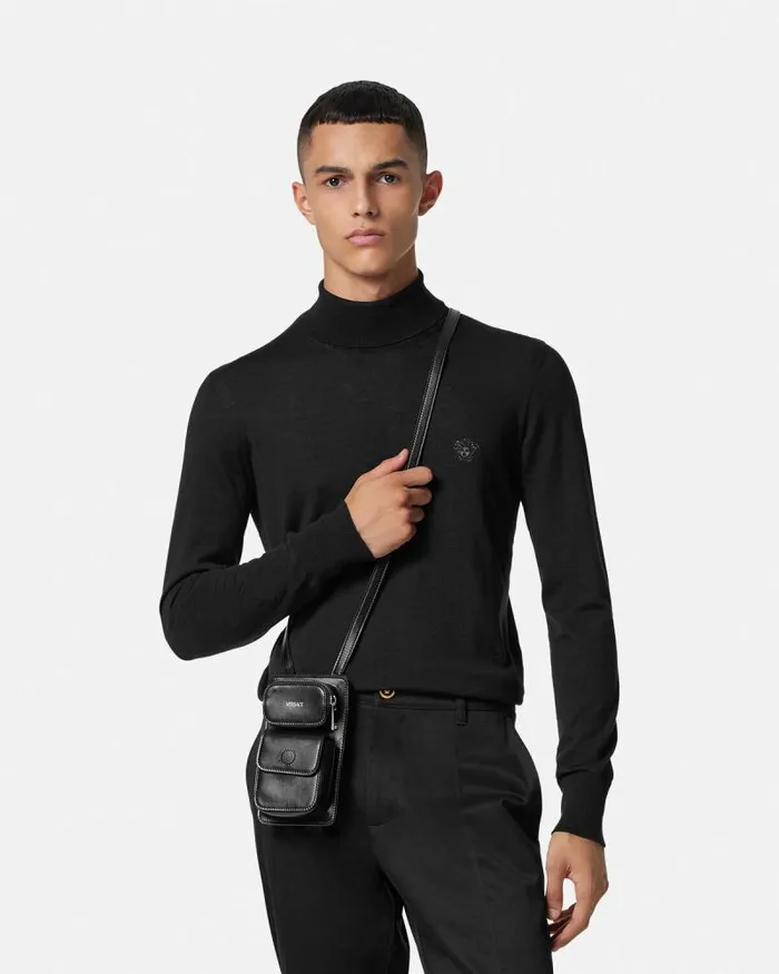Cargo Crossbody Bag Blacksilver Men Versace Crossbody and Messengers