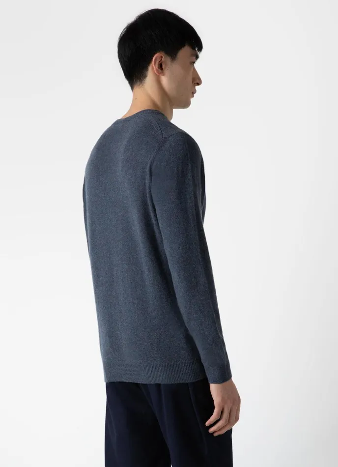 Cashmere Crew Neck Jumper Peacock Melange Men SUNSPEL Knitwear