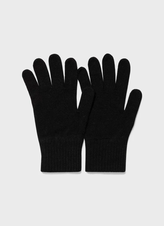 Cashmere Knitted Glove Black MenWomen SUNSPEL Hats Scarves and Gloves