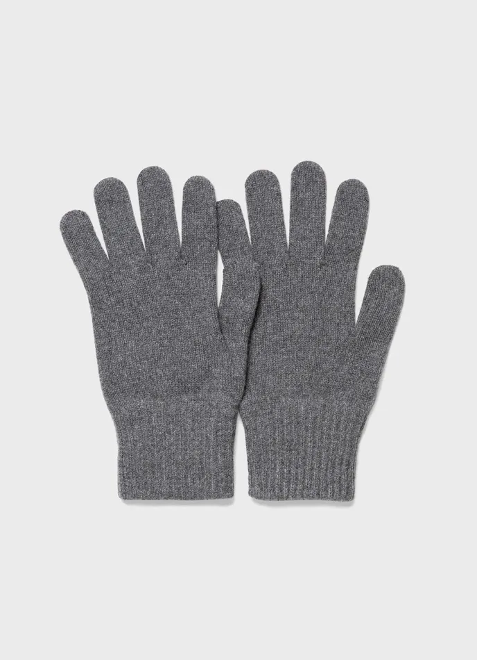 Cashmere Knitted Glove Grey Melange MenWomen SUNSPEL Hats Scarves and Gloves