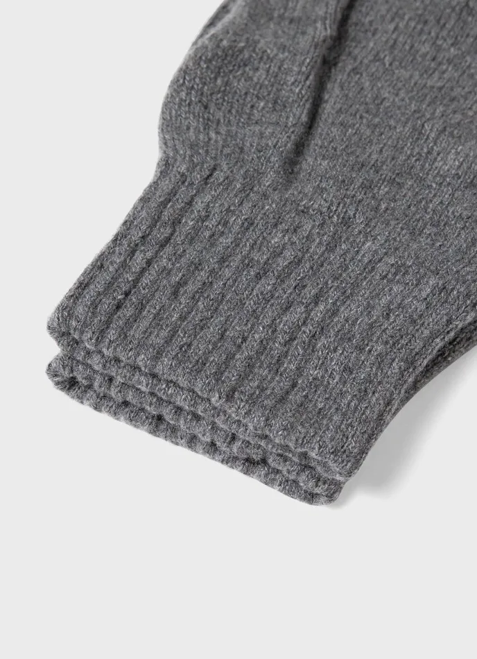 Cashmere Knitted Glove Grey Melange MenWomen SUNSPEL Hats Scarves and Gloves