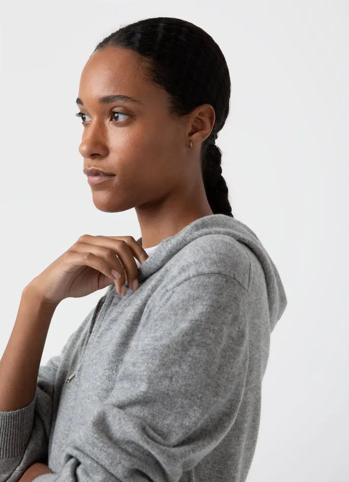 Cashmere Zip Hoody Grey Melange Women SUNSPEL Knitwear