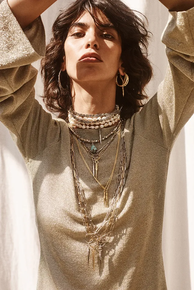 Chain Necklace Naomie Gray Women Baandsh Jewelry