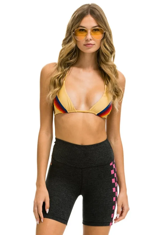 Checker Stripe 6 Inch HiRise Biker Short 8211 Charcoal Women Aviator Nation Shorts