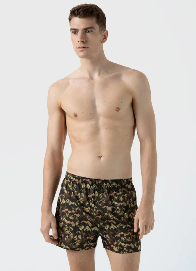 Classic Boxer Shorts In Liberty Fabric Green Mount Olympus Men SUNSPEL Boxer Shorts