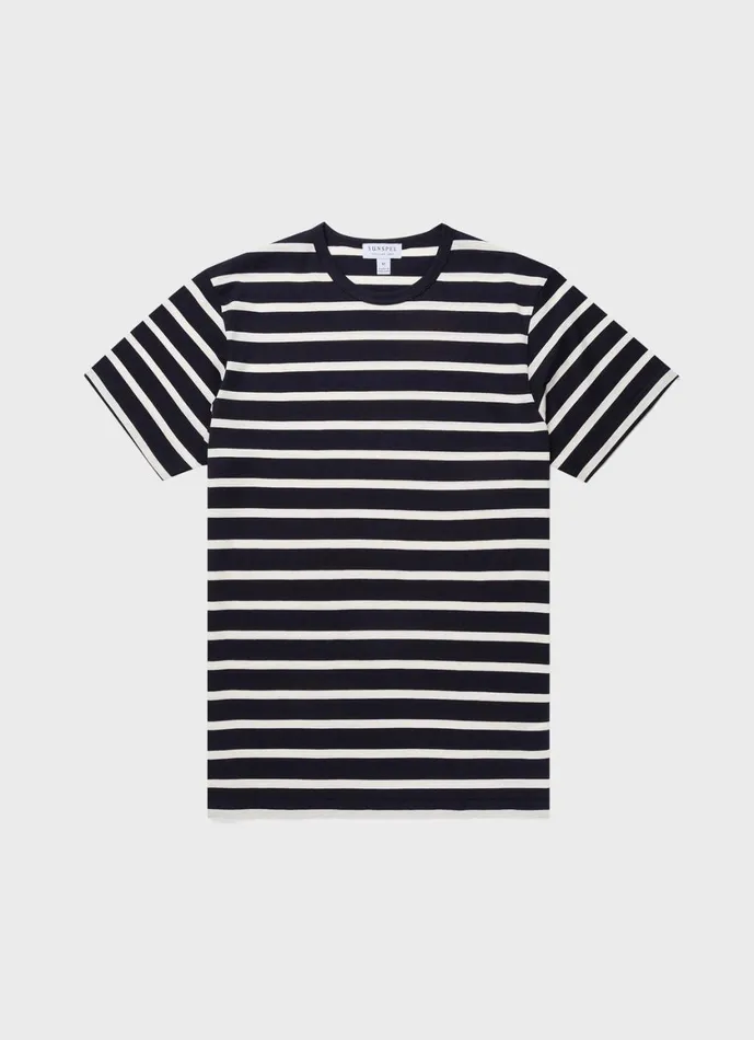Classic Tshirt Navyecru Breton Stripe Men SUNSPEL Tshirts