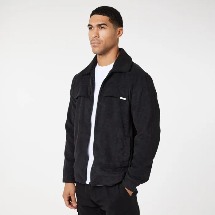 Closure London Corduroy Trucker Jacket Black Men Coats and Jackets
