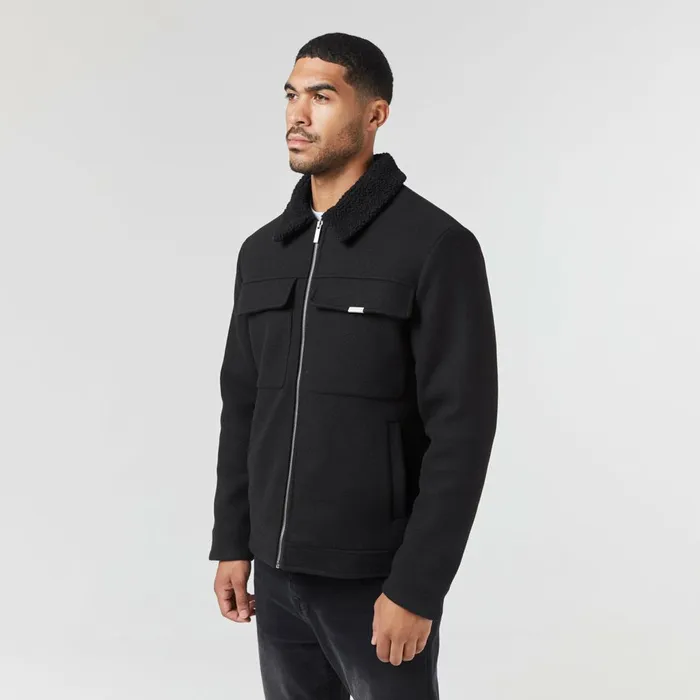 Closure London Faux Wool Shearling Jacket Black Men Coats and Jackets