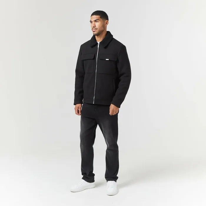 Closure London Faux Wool Shearling Jacket Black Men Coats and Jackets