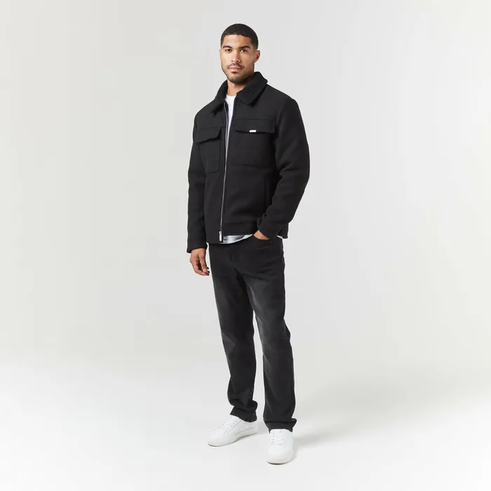 Closure London Faux Wool Shearling Jacket Black Men Coats and Jackets
