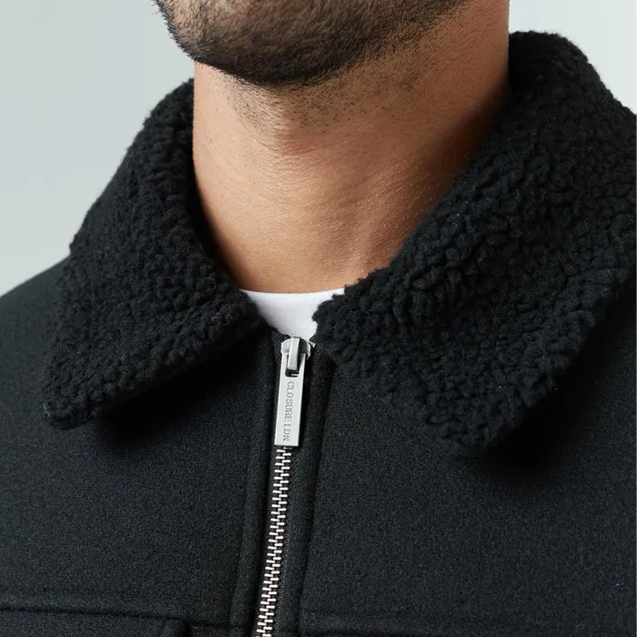 Closure London Faux Wool Shearling Jacket Black Men Coats and Jackets