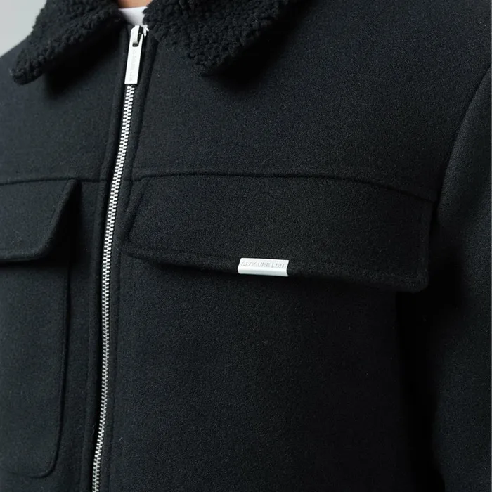Closure London Faux Wool Shearling Jacket Black Men Coats and Jackets