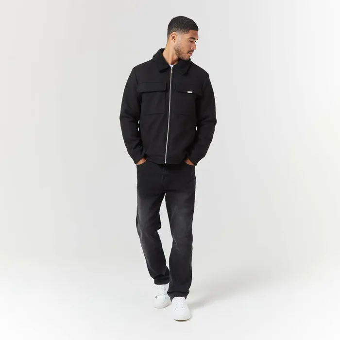 Closure London Faux Wool Shearling Jacket Black Men Coats and Jackets