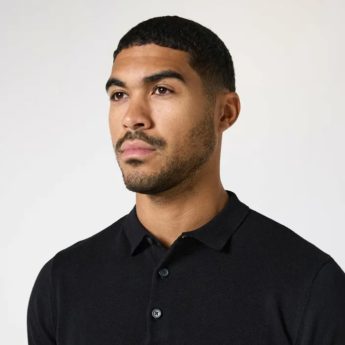 Closure London Long Sleeve Knitted Polo Black Men Knitwear
