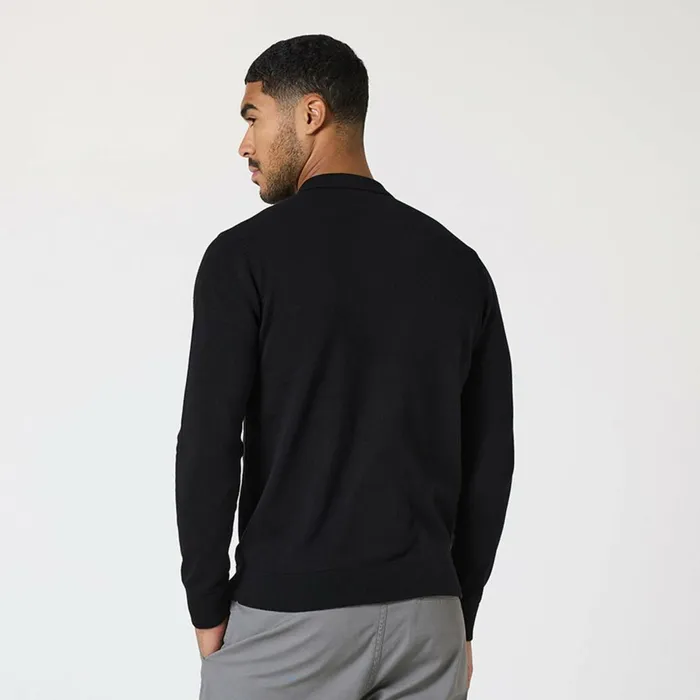 Closure London Long Sleeve Knitted Polo Black Men Knitwear