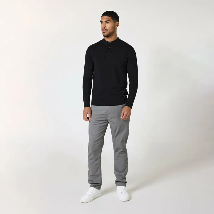 Closure London Long Sleeve Knitted Polo Black Men Knitwear