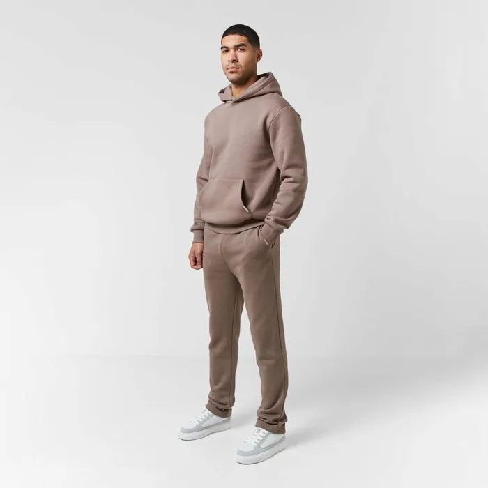 Closure London Relaxed Fit Open Hem Tracksuit Washed Brown Men Tracksuits