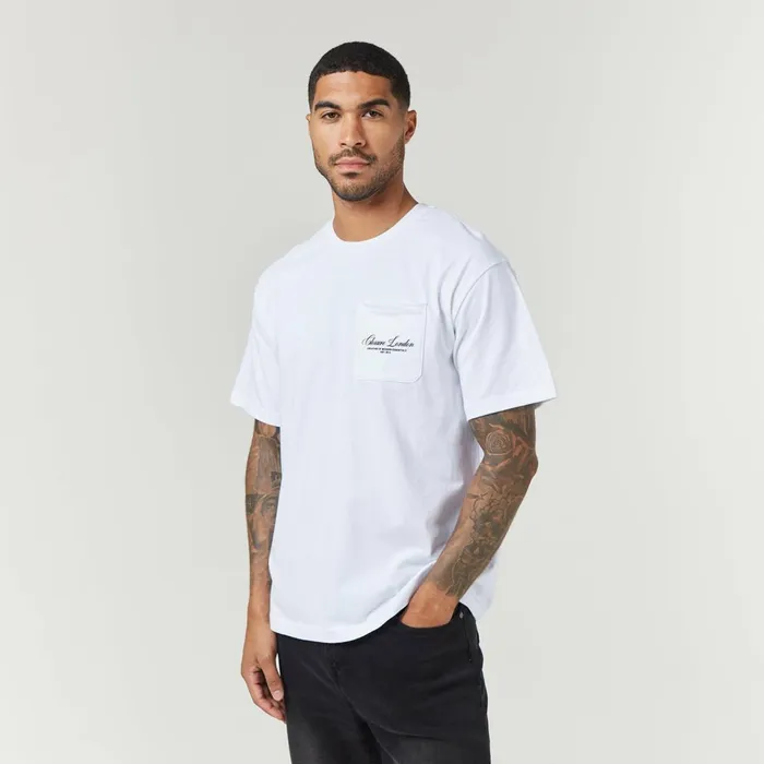 Closure London Script Logo Pocket TShirt White Men TShirts