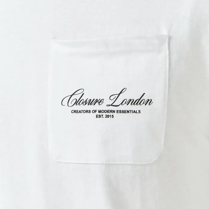 Closure London Script Logo Pocket TShirt White Men TShirts