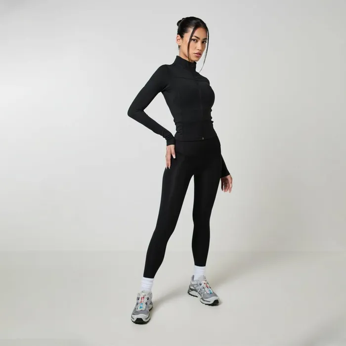 Closure London Second Skin FZ Top and Legging Set Black Women Sets