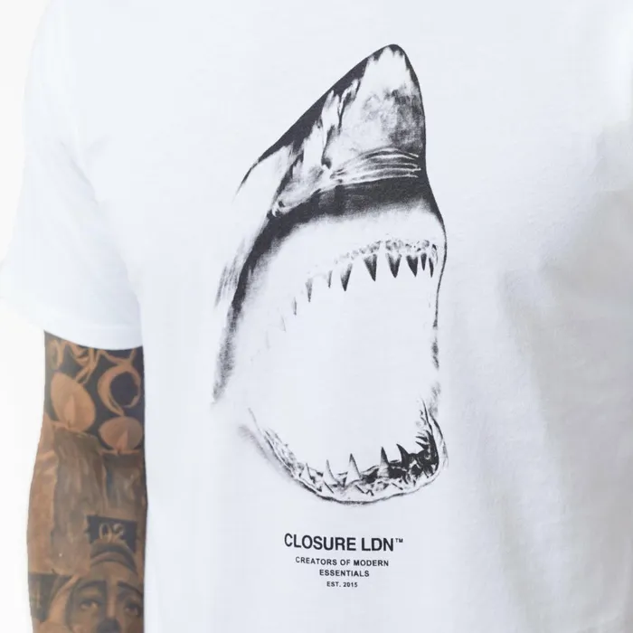 Closure London Shark TShirt White Men TShirts