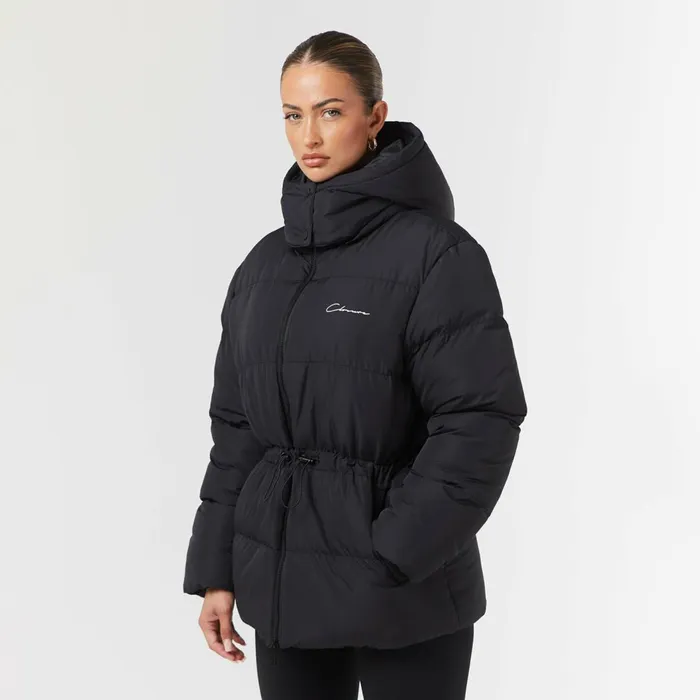 Closure London Toggle Waist Puffer Black Women Coats and Jackets