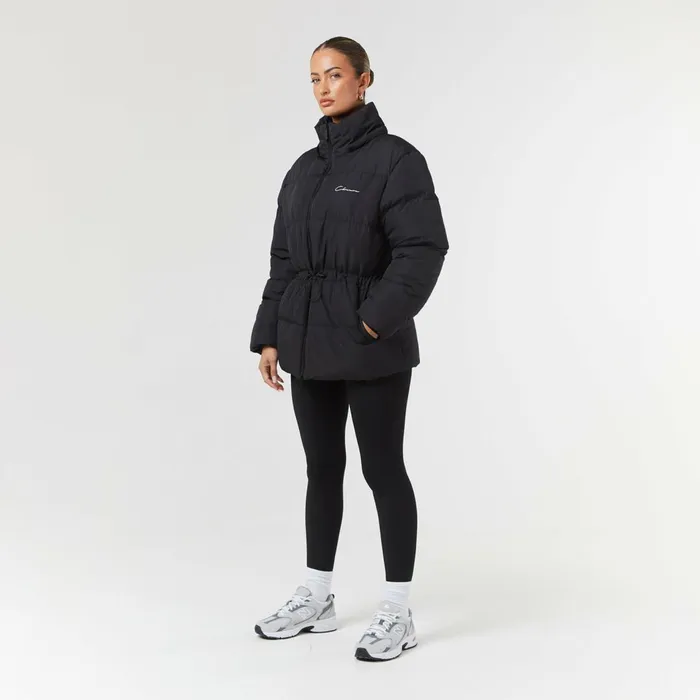 Closure London Toggle Waist Puffer Black Women Coats and Jackets