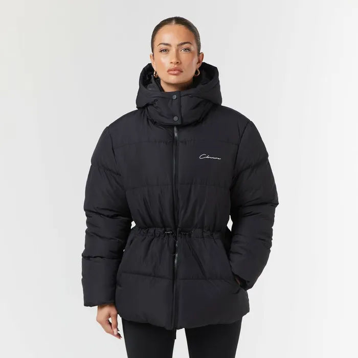 Closure London Toggle Waist Puffer Black Women Coats and Jackets