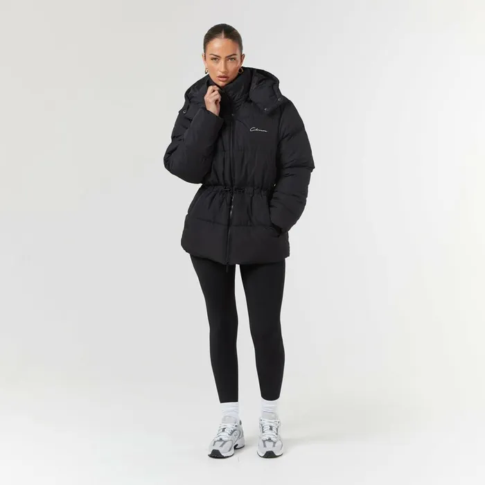 Closure London Toggle Waist Puffer Black Women Coats and Jackets