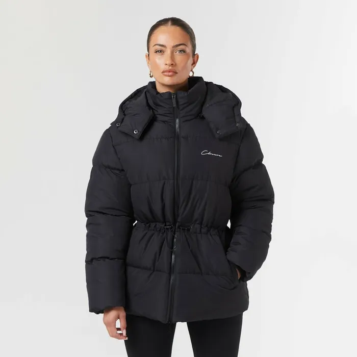 Closure London Toggle Waist Puffer Black Women Coats and Jackets