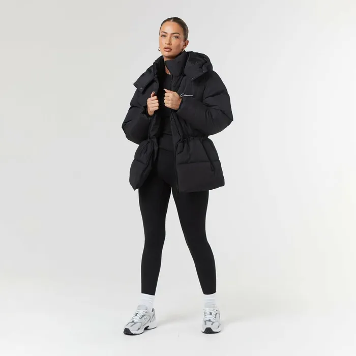Closure London Toggle Waist Puffer Black Women Coats and Jackets