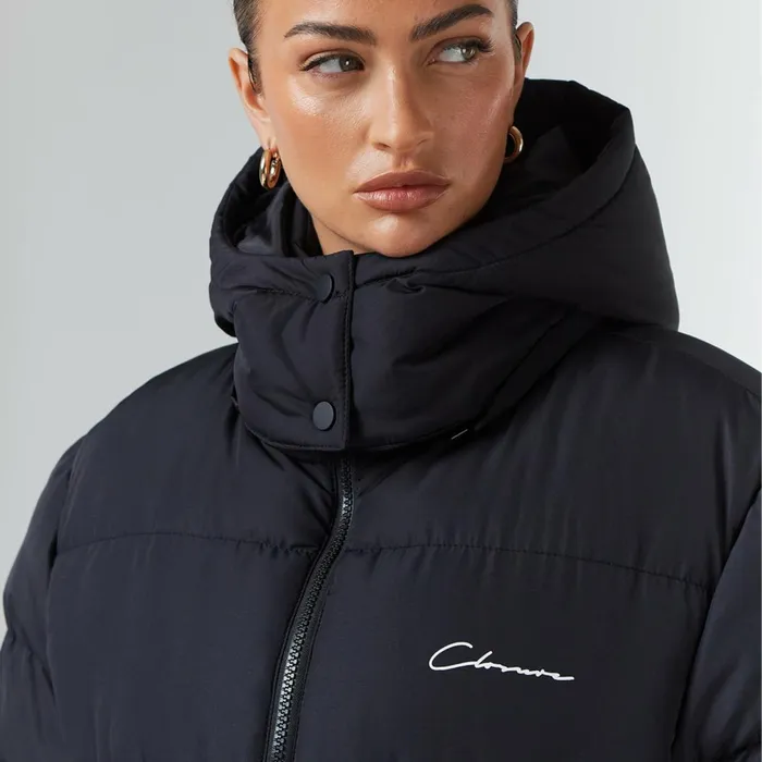 Closure London Toggle Waist Puffer Black Women Coats and Jackets