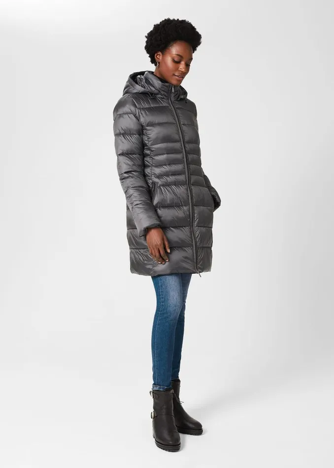 Coats and Jackets Women HOBBS Danika Long Puffer Jacket With Hood Charcoal Grey Coats and Jackets Women HOBBS Danika Long Puffer Jacket With Hood Charcoal Grey