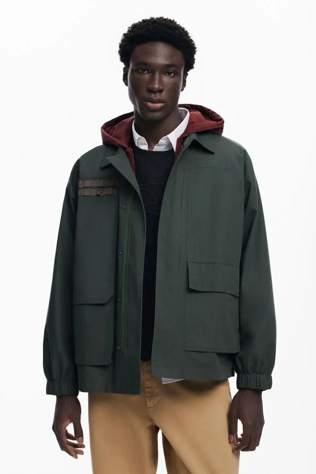 Coats And Jackets Men Desigual Windbreaker With Hood Green