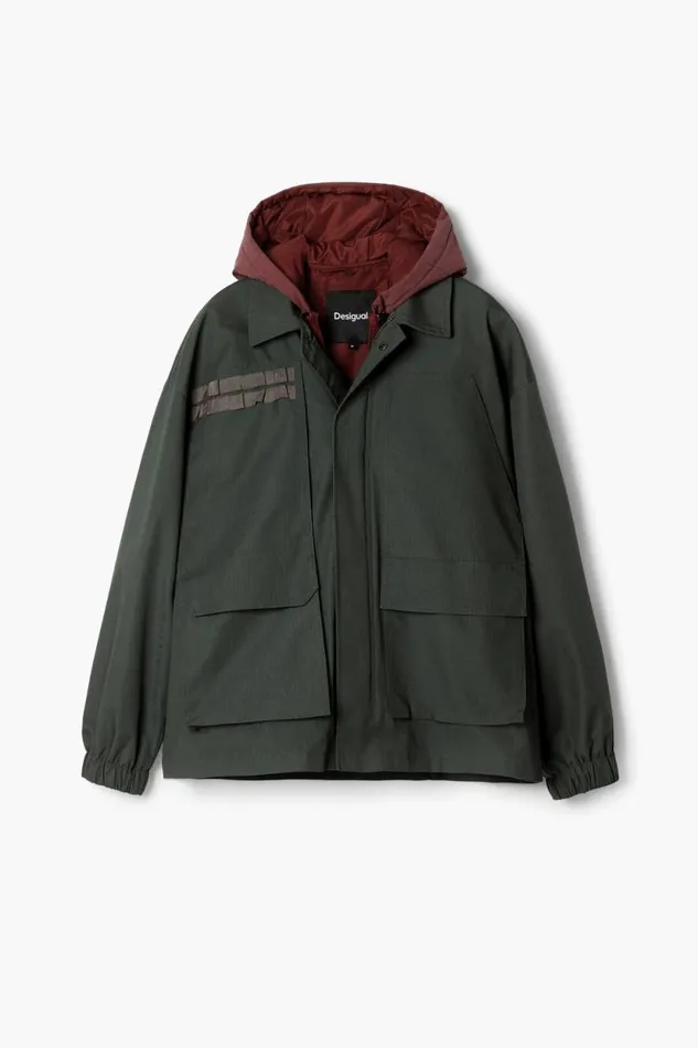 Coats And Jackets Men Desigual Windbreaker With Hood Green