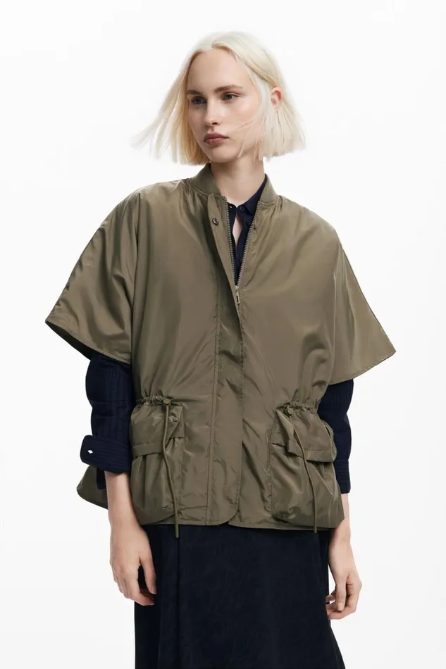 Coats And Jackets Women Desigual Adjustable Nylon Poncho Green