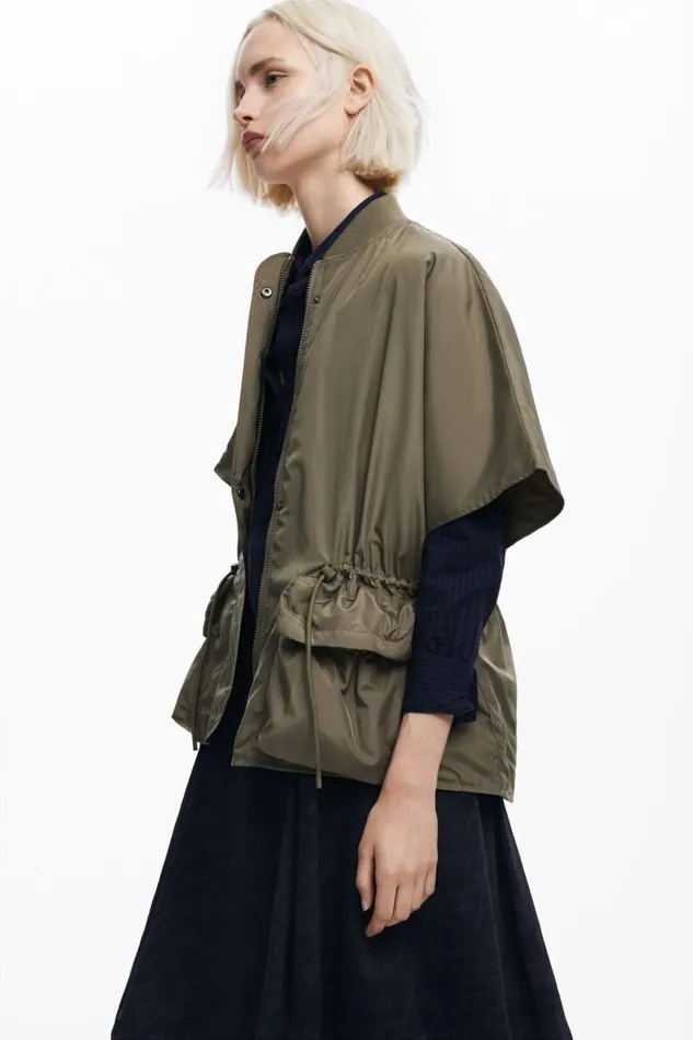 Coats And Jackets Women Desigual Adjustable Nylon Poncho Green