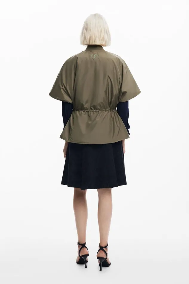 Coats And Jackets Women Desigual Adjustable Nylon Poncho Green